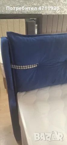Луксозен Турски Спален Комплект  ROYAL BLUE :Синьо Кадифе 160/200 см. + Дишащ Покет Матрак 29 см, снимка 2 - Спални и легла - 55514708