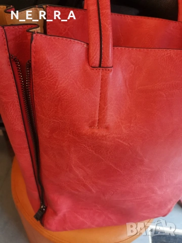 Дамска чанта 2 в 1-цвят корал, снимка 4 - Чанти - 53987106