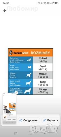 Камизелка за кучета ThunderShirt, размер S, релаксираща, регулируема, сива, снимка 2 - За кучета - 55220927