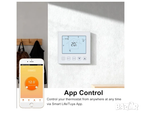 КЕТОТЕК- KTF0155C- WiFi термостат за подово на котел/вода, Alexa, Tuya smart Life APP & Voice, снимка 7 - Друга електроника - 54691291
