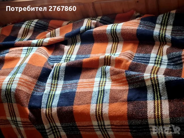 Класическо родопско одеяло в битово каре/оранжево, снимка 2 - Олекотени завивки и одеяла - 55483648
