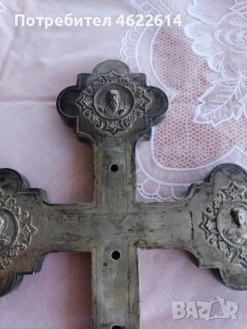 МНОГО ГОЛЯМ ВЪЗРОЖДЕНСКИ СРЕБЪРЕН КРЪСТ , снимка 7 - Антикварни и старинни предмети - 54573949