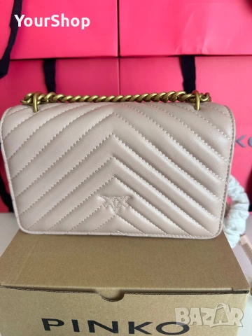 Дамска чанта PINKO Love One Mini DC в розов цвят, снимка 4 - Чанти - 54591861