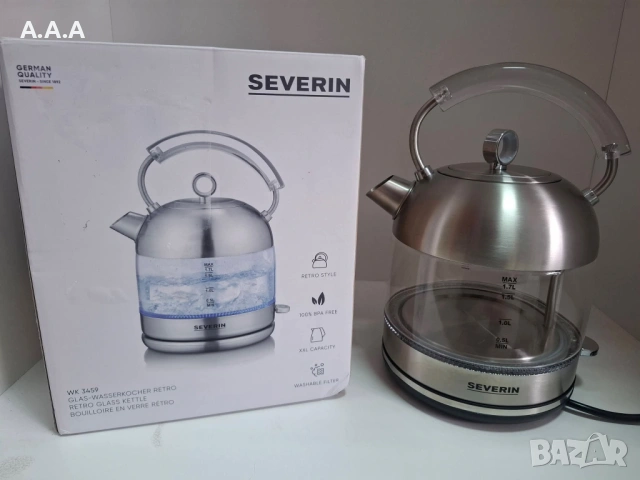 Severin WK3459 Ретро стъклена кана, 1.7л, 2400W