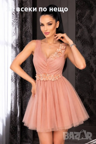 Дамска Рокля От Тюл И Цветчета 👗 - Различни Цветове Код Aura66