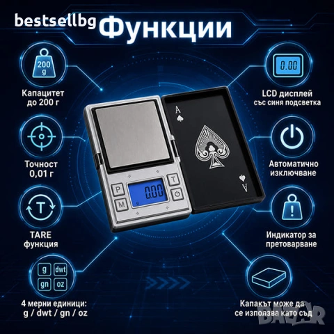 Професионална мини бижутерска електронна везна 0.01 до 200 гр за злато, снимка 2 - Електронни везни - 28967651