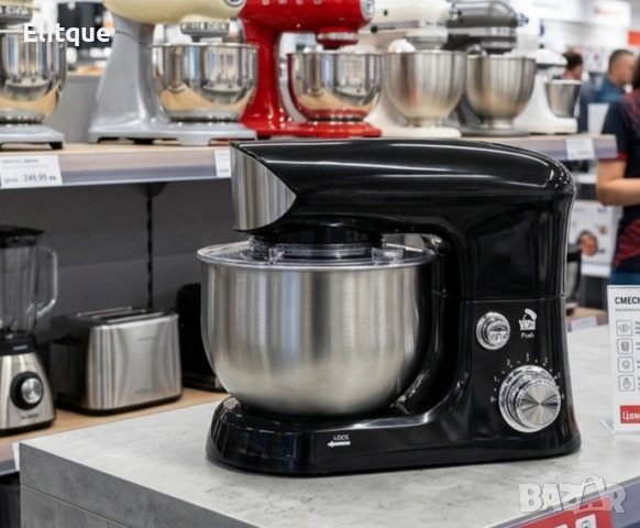 Мощен планетарен миксер 1200W с 6 скорости и неръждаема купа – готви като професионалист у дома