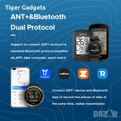 Сензор за скорост и каданс Geoid CS600 за велосипед, ANT+ и Bluetooth, снимка 3 - Аксесоари за велосипеди - 54868181