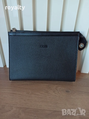 Hugo Boss Нов Черен Мъжки Кожен Клъч Хюго Бос 