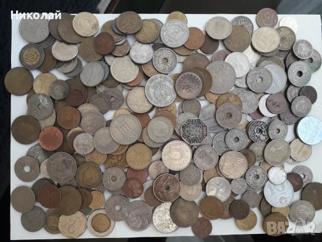 лот от 250 броя чужбински монети.  НЯМА ЕВРОЦЕНТОВЕ!