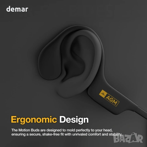 AGM Motion Buds – Безжични спортни слушалки Bluetooth, водоустойчиви, 12 часа батерия, снимка 4 - Bluetooth слушалки - 54923483