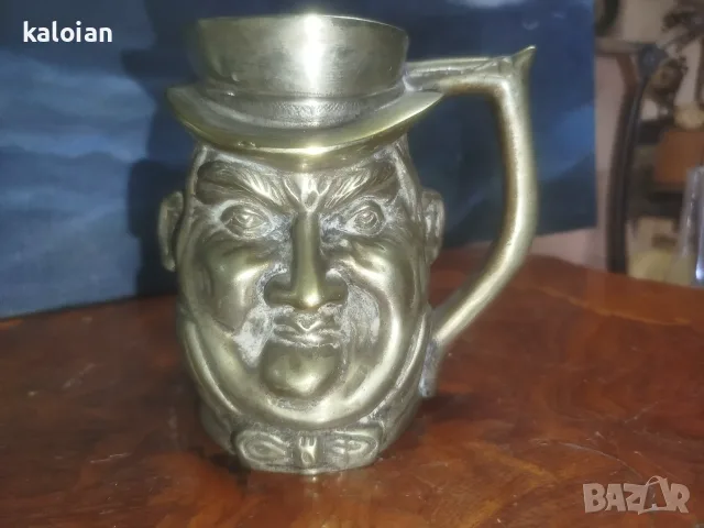 Винтидж фигурална халба от масивен месинг, известна в традицията като „Toby Jug“ или „Toby Mug“, снимка 8 - Антикварни и старинни предмети - 55645730