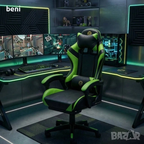Ергономичен геймърски стол с масажна функция и поставка за крака, снимка 2 - Столове - 54022002