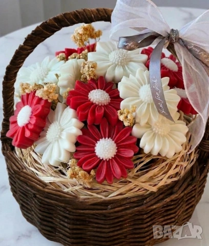 🌷 Ръчно изработени кошници със сапунени цветя и свещи по поръчка., снимка 6 - Декорация за дома - 54886585