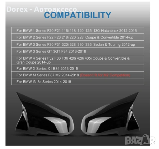 M-Style капаци за огледала BMW F20 F30 F32 F36 F22 F23 – черен гланц ABS , снимка 5 - Аксесоари и консумативи - 54271680