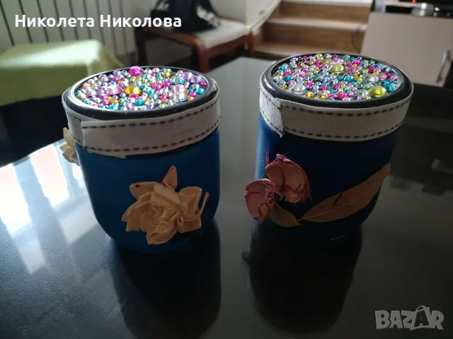 Нарисувани бурканчета и чаши, снимка 3 - Декорация за дома - 55674293
