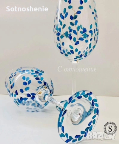 Ръчно рисувани чаши за вино