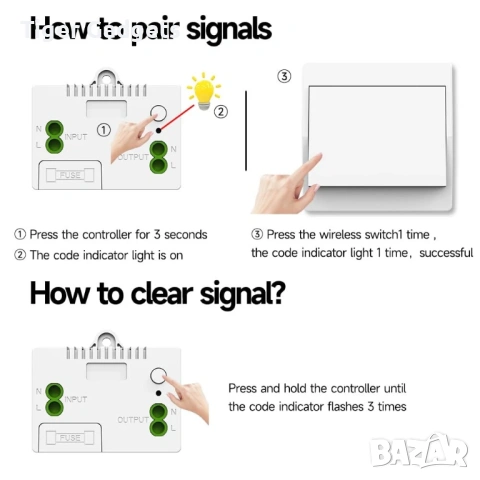 Cerhot QX-301 безжичен ключ за осветление 2 канален комплект RF 220V, снимка 7 - Други стоки за дома - 54194933