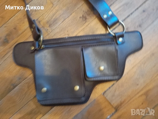 Пънк чанта нова за мотоциклет естеств.кожа с колан 130 см по 33мм 
