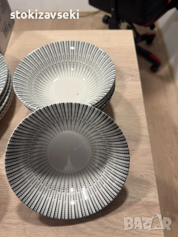 Комплект чинии 24 части с геометричен дизайн – Елегантност за всяка трапеза, снимка 7 - Сервизи - 54101061