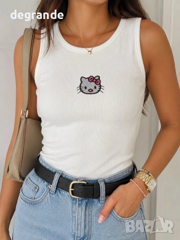  💞 Дамски Потник Hello Kitty наличен в Черно Розово Бяло Жълто 👇👇👇, снимка 3 - Потници - 55211537