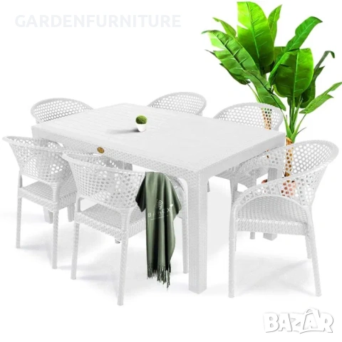 Елегантен комплект маса + 6 или 4 стола 4 цвята и размери маси