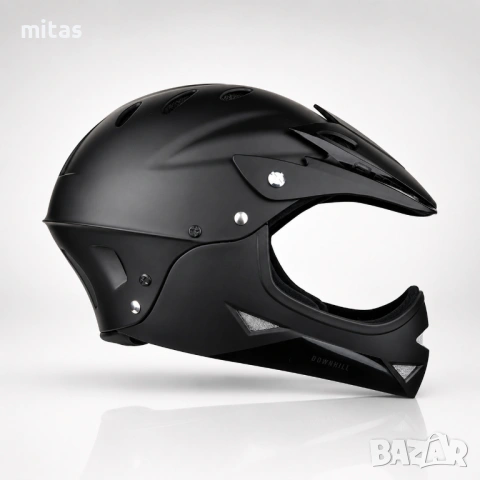 Кросова каска DOWNHILL Full Face, Матово черна, EN Сертификат, Размер S/M, снимка 7 - Аксесоари за велосипеди - 54933126