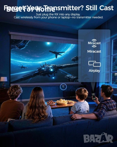 Alxum USB-C безжичен HDMI предавател и приемник, комплект 2 в 1: Plug & Play и AirPlay/Miracast , снимка 6 - Кабели и адаптери - 54987662