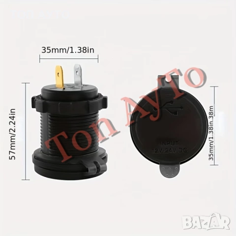 USB Зарядно За Вграждане QC 3.0 + PD30W + Волтметър 12/24V Автомобил Мотор Камион Лодка Каравана АТВ, снимка 3 - Аксесоари и консумативи - 54940101