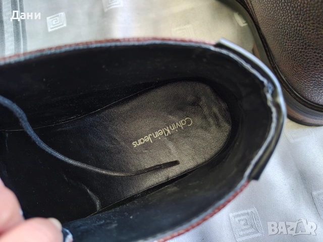 Мъжки кожени боти Calvin Klein Jeans Tezer SE8226 – Естествена кожа, Бордо, Размер 44 (Стелка 28 см), снимка 9 - Мъжки боти - 54553157