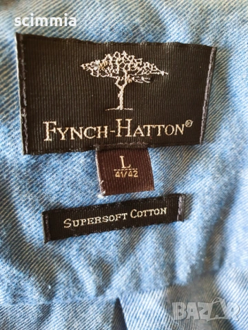 Синя мъжка риза памук на Fynch-Hatton, размер L 41/42, снимка 7 - Ризи - 54561551