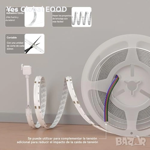 PAUTIX RGB COB LED лента 10м WiFi Alexa Tuya, снимка 8 - Лед осветление - 54550330