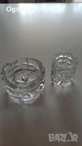 комплект кристални пепелник и цигаретник