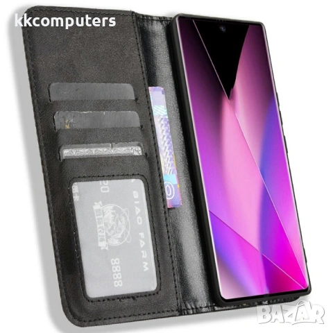 Кожен Калъф Тефтер за Infinix Zero 40 5G X6861 с Визитник, Стойка и Протектор – 4 цвята, снимка 3 - Калъфи, кейсове - 54676288