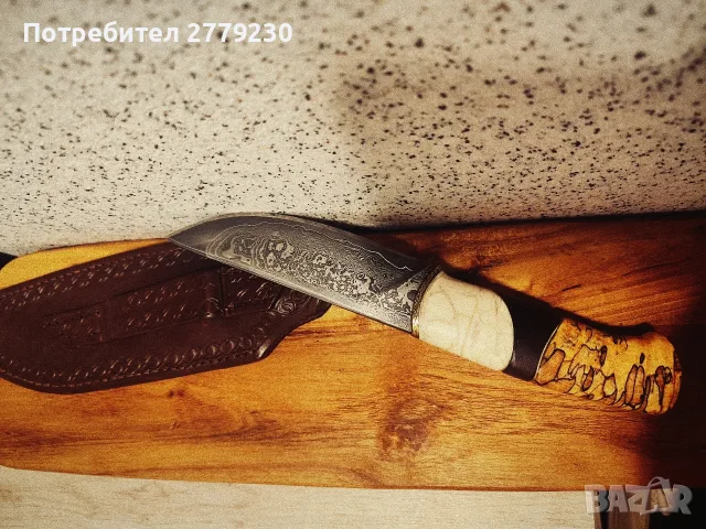 Ловен нож дамска стомана  ръчна изработка с клеймо на Майстора, снимка 6 - Ножове - 55674438