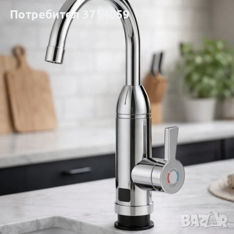 Електрически хромиран смесител с моментално загряване на водата и LCD екран - винаги топла вода, снимка 4 - Смесители - 55163250