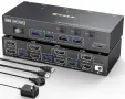Kceve KVM302AS KVM суич за 3 компютъра и 2 монитора, 4K@60Hz, USB 3.0, EDID, HDMI, снимка 1