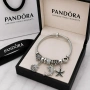 🌸 Сребриста гривна тип Pandora , снимка 1