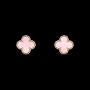 Van Cleef & Arpels VCA Gold Pink Opal Vintage Alhambra Clips Дамски Обеци, снимка 7