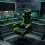 Ергономичен геймърски стол с масажна функция и поставка за крака, снимка 2