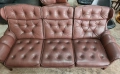 Винтидж диван тройка от естествена кожа , снимка 6