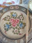 Стара рисувана дървена чиния диа.35см,,красива купа,бухали щастие,кърпа народна 1м/0,80,момче носия, снимка 12