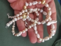 Три гривни от разноцветни и различни по форма естествени перли, снимка 3