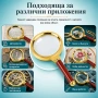 Увеличителна мощна голяма стъклена ръчна лупа 5Х за четене работа деца, снимка 5