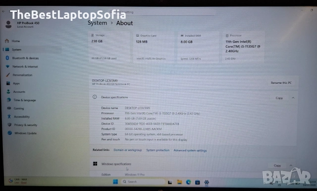 Лаптоп HP ProBook 450 G8 | I5 1135G7 | 8GB DDR4 | 256 SSD, снимка 6 - Лаптопи за работа - 53911420
