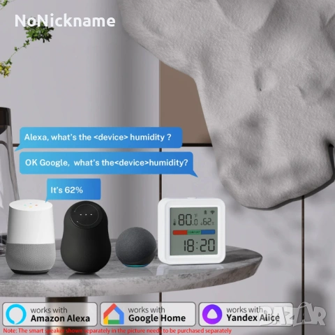 Smart Life, Tuya WiFi смарт сензор за температура и влажност с подсветка хигрометър термометър TH08B, снимка 12 - Друга електроника - 54596166
