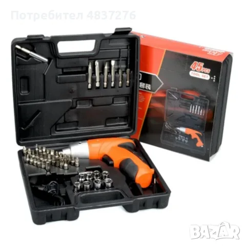 Акумулаторен винтоверт с 45 части, снимка 2 - Винтоверти - 55691329