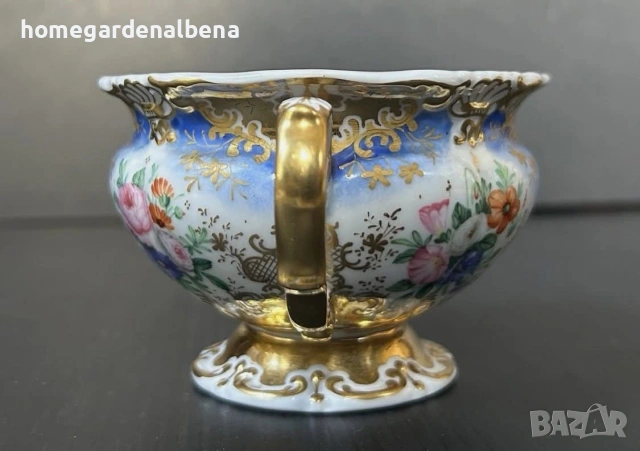 Антикварна порцеланова чаша с чинийка — ръчна живопис — KPM Berlin — около 1840 г., снимка 6 - Колекции - 54233908