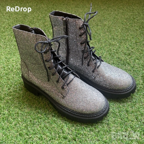 Дамски кубинки бели и сребристи, без марка, снимка 13 - Дамски боти - 54090581