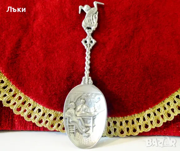 Калаена лъжица,Щъркели,Гнездо,Ключ,картина калаена сватба., снимка 6 - Антикварни и старинни предмети - 55448348